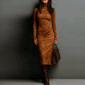 Turtleneck Long-sleeved Dress Fashion Sexy Slim-fitting Bodycon Long Dresses Women's Clothing